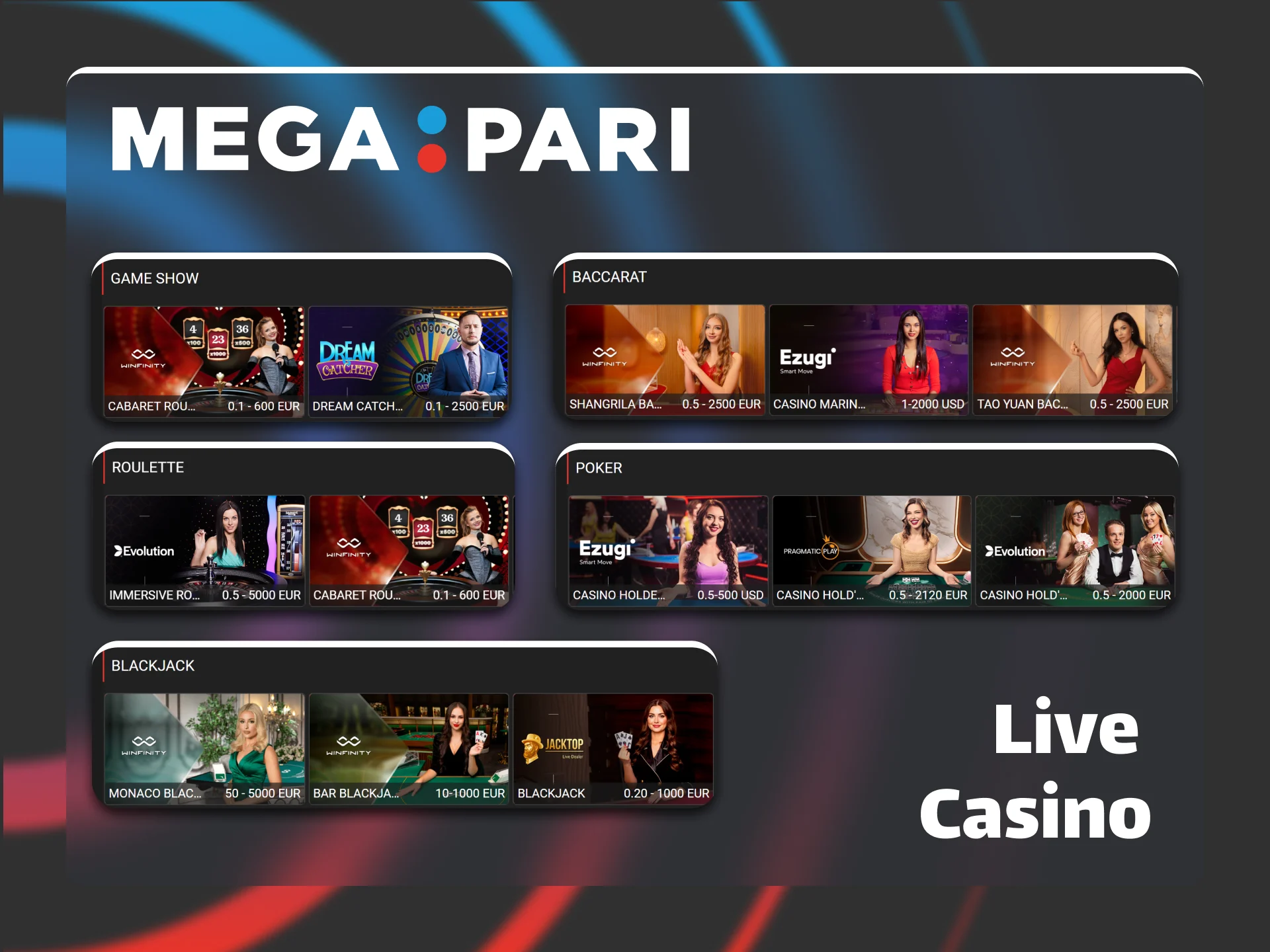 Experience the thrill of real-time gaming with Megapari live casino dealers.