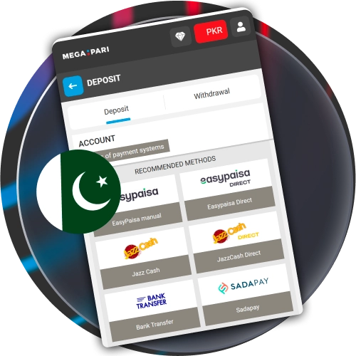 Megapari app supports EasyPaisa, JazzCash, Sadapay and USDT for quick deposits and withdrawals.