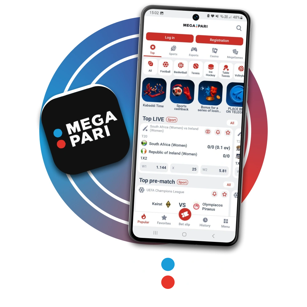 Download the Megapari app to enjoy seamless betting from your phone.