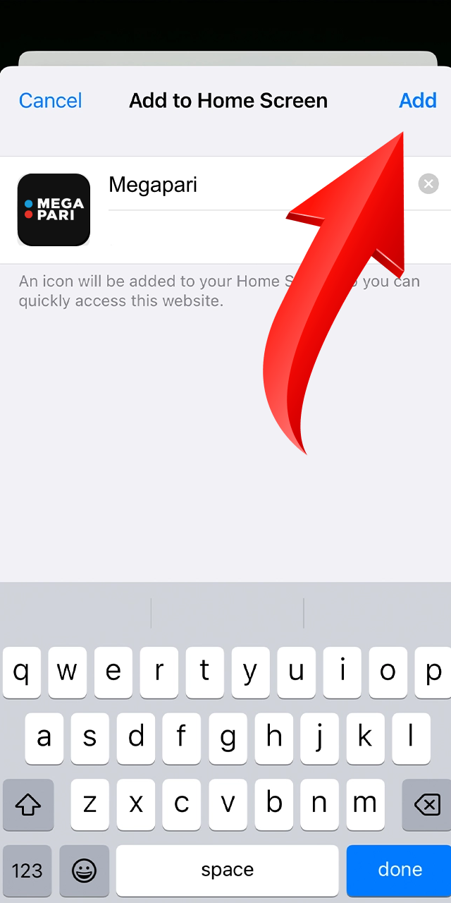 Tap Add to place the Megapari shortcut on your home screen.
