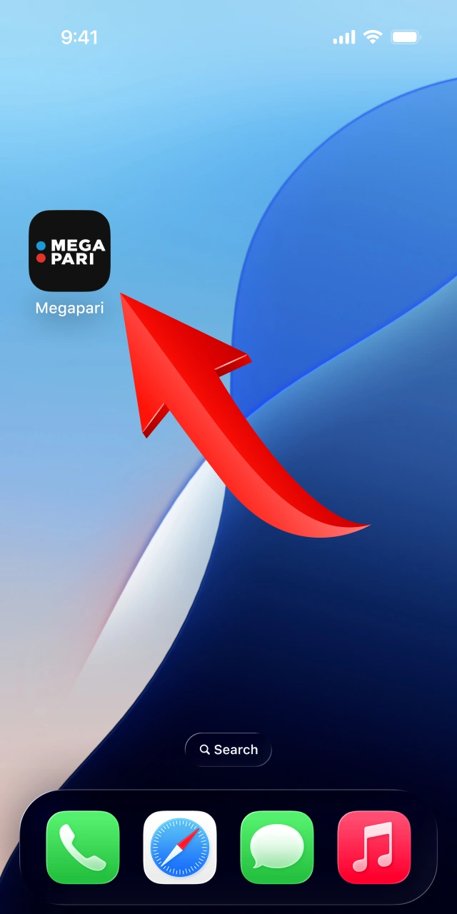 Tap the icon on your screen to launch the Megapari app.