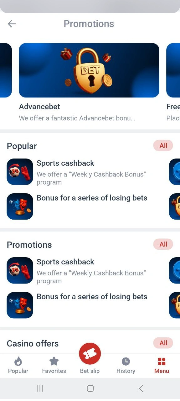 Check the Megapari promotions page to claim cashback and special bonuses.