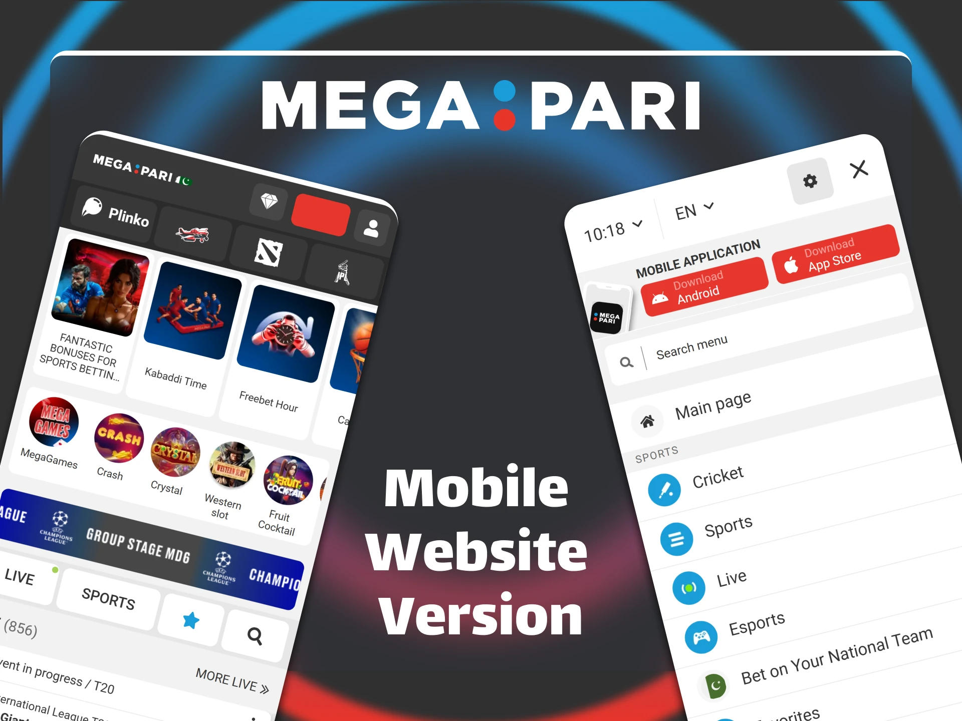 Access the user-friendly Megapari mobile website version to bet directly from your browser.