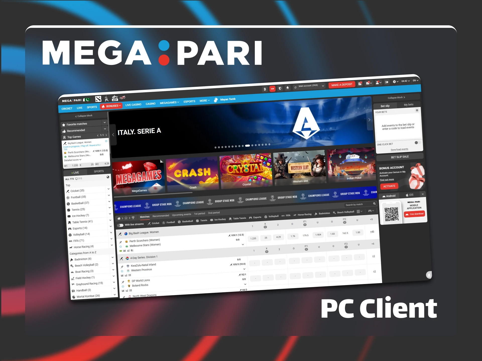 Install the Megapari PC client for a smooth experience.