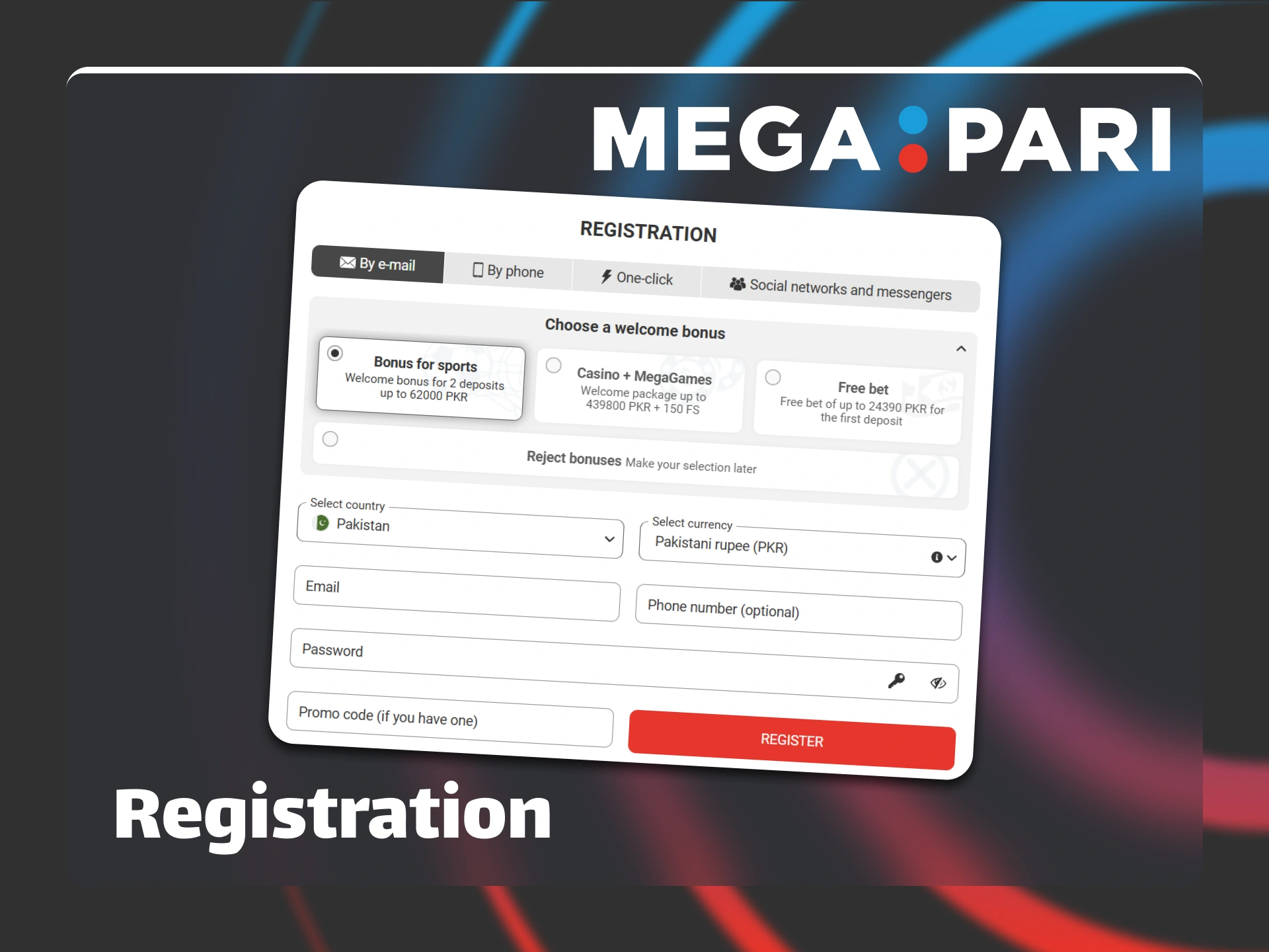 Register a new account to start betting on Megapari.