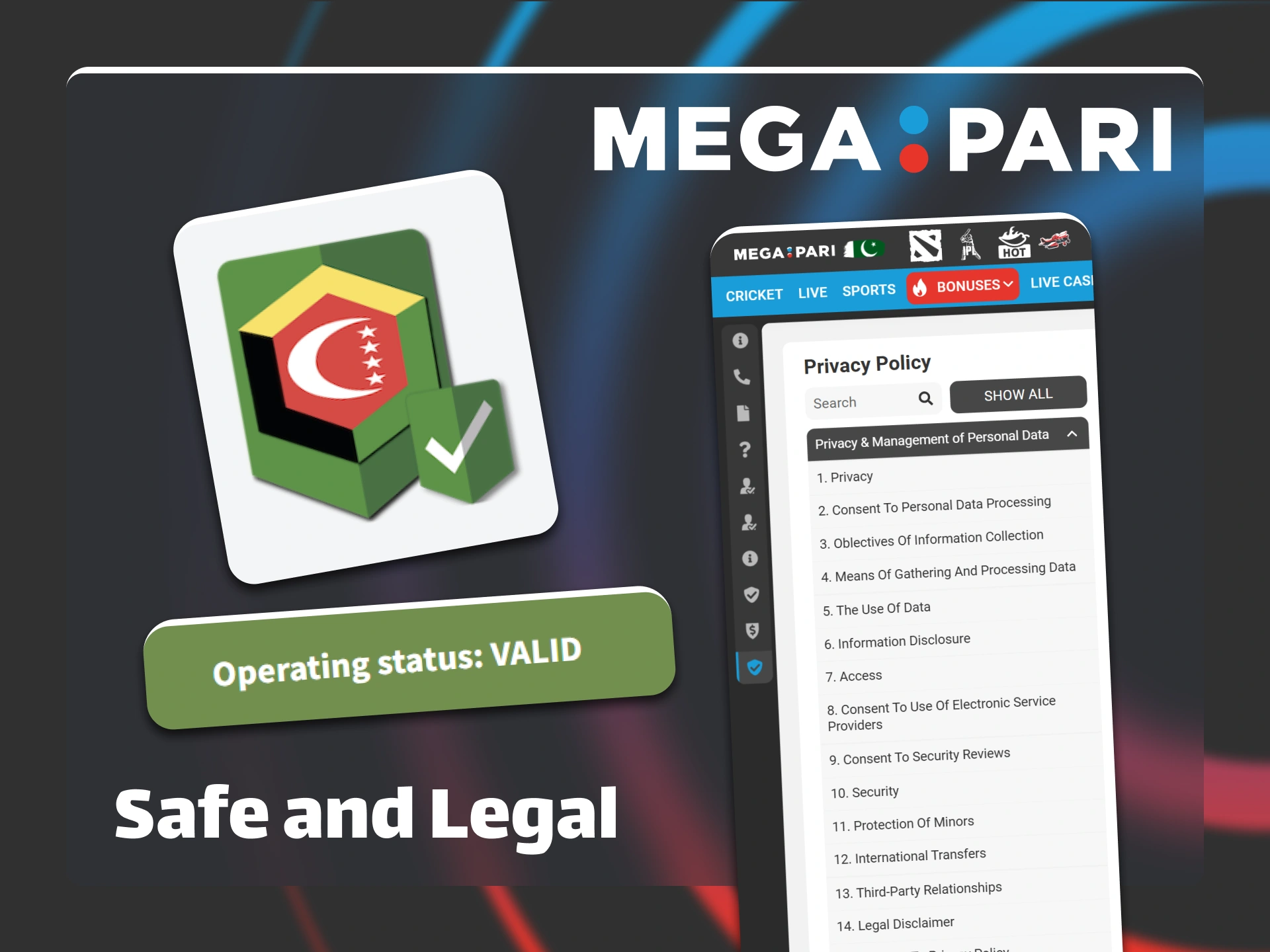Trust the security of the safe and legal Megapari platform.