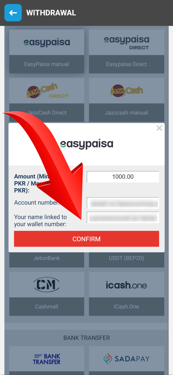 Confirm your withdrawal request details on the Megapari app now.