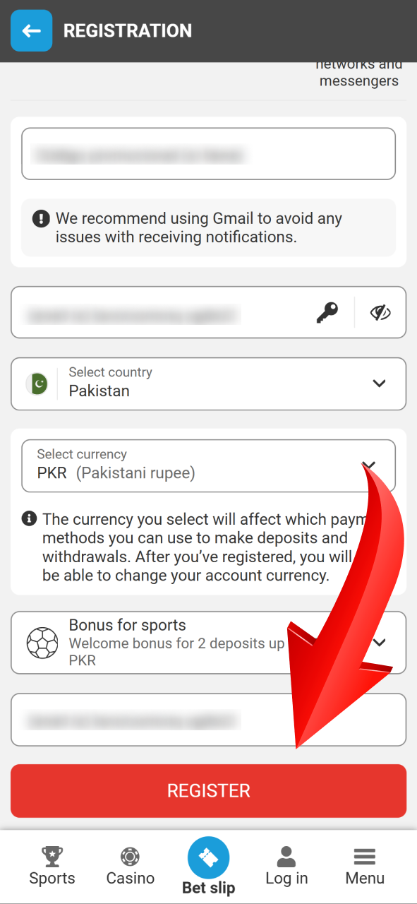 Fill in your personal details and click register to join Megapari today.