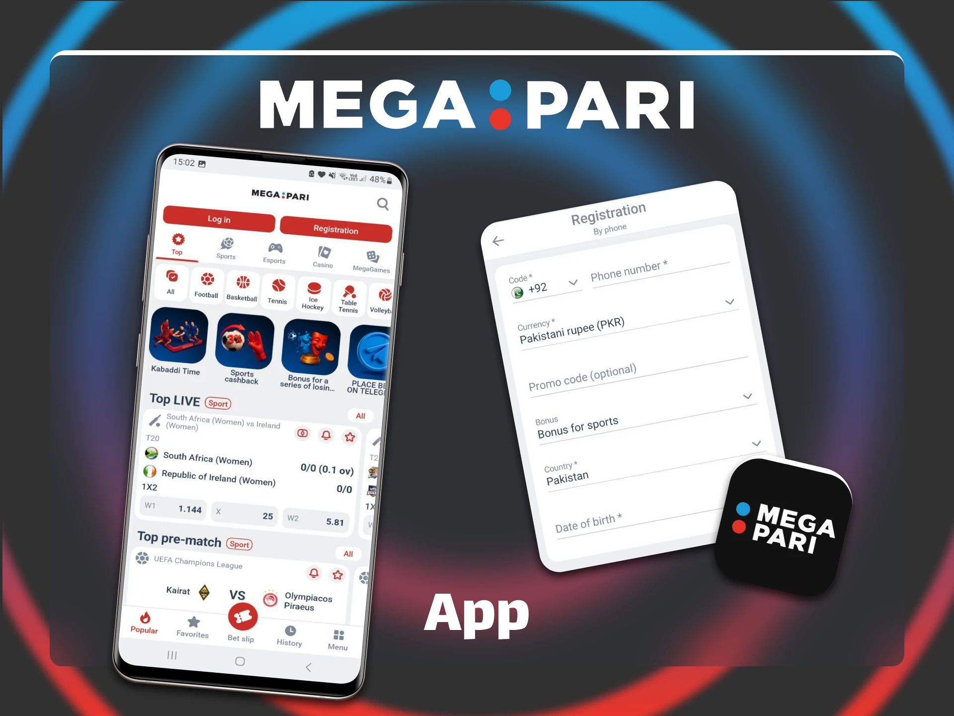 Download the official Megapari mobile app for easy registration and betting.