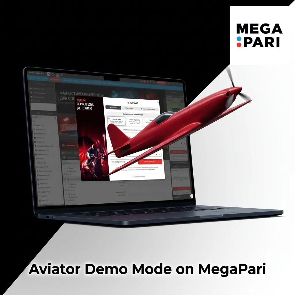 MegaPari Aviator demo mode interface showing virtual credits gameplay with no registration required