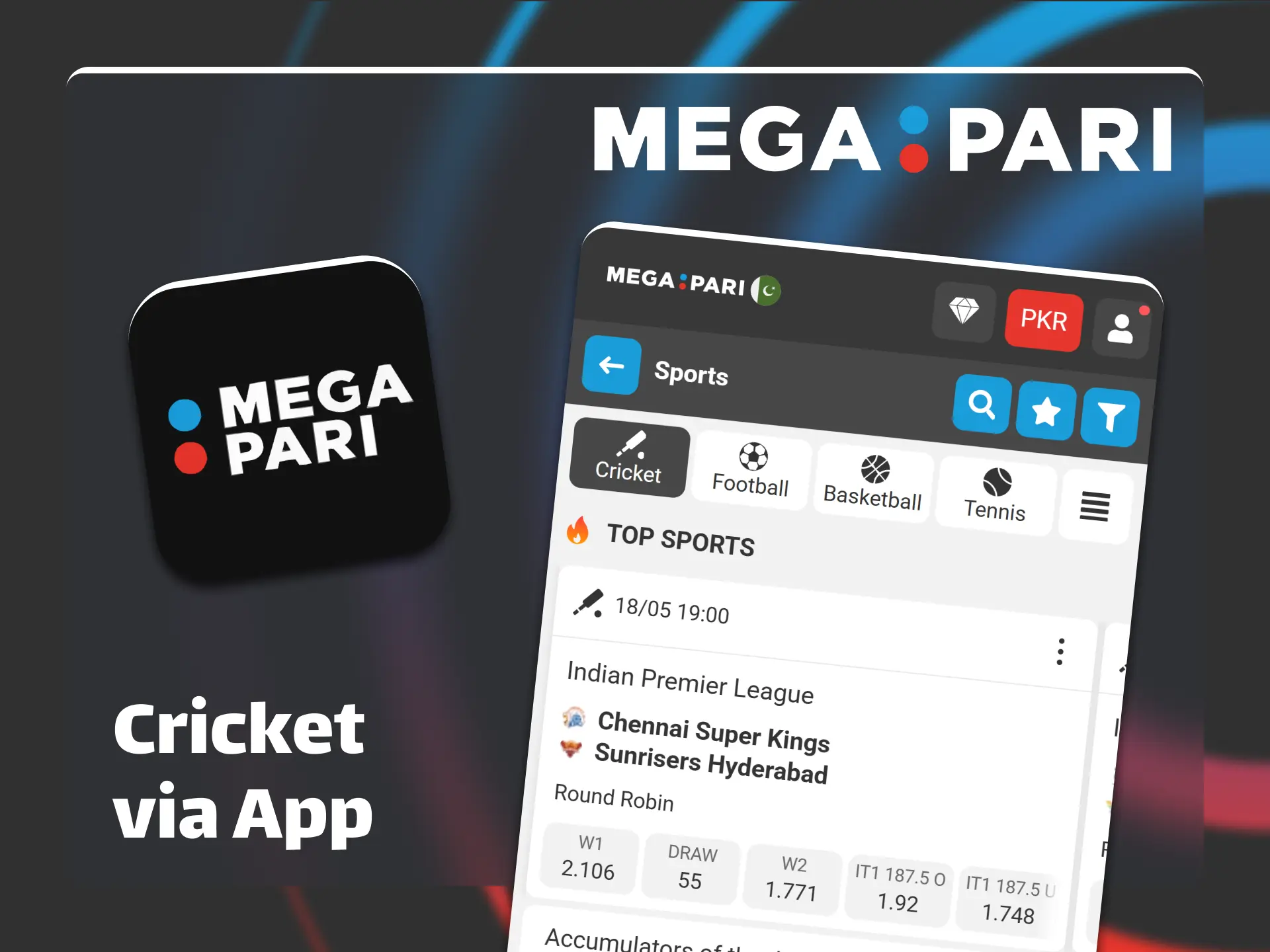 Download the official Megapari mobile app for live cricket wagering.