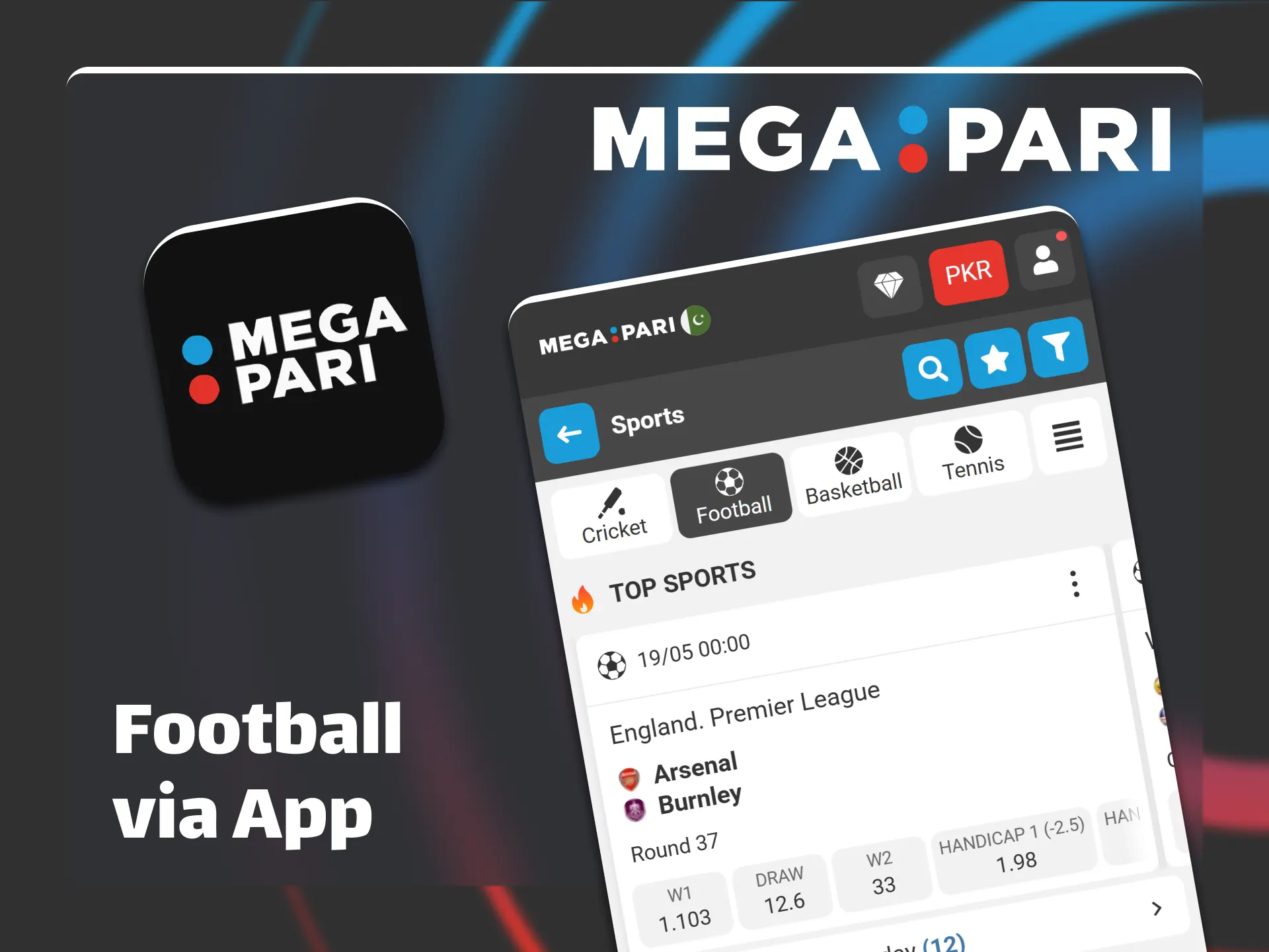 Download the official Megapari mobile app for mobile football wagering.