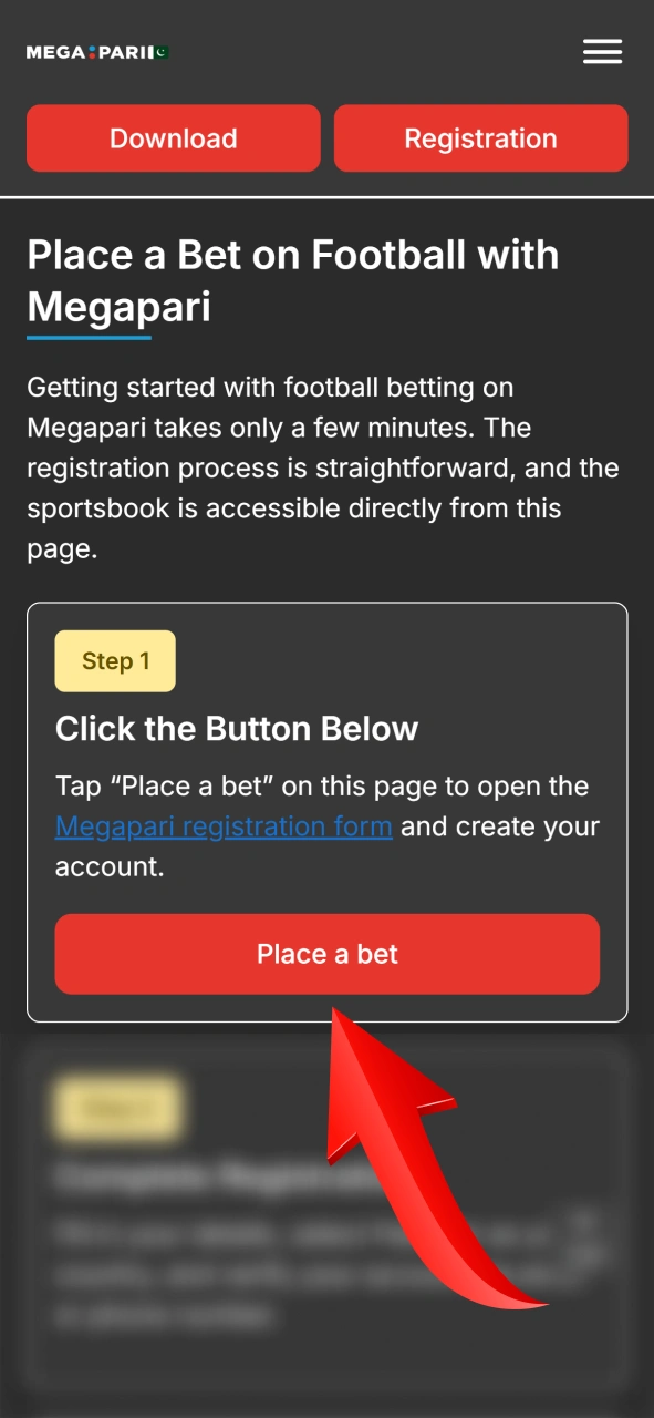 Open the official Megapari registration form to create an account.
