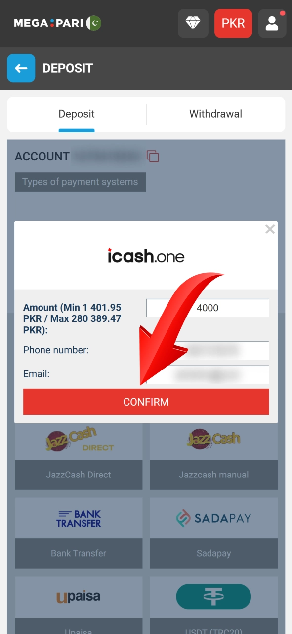 Fund your casino wallet using official Megapari secure deposit methods.